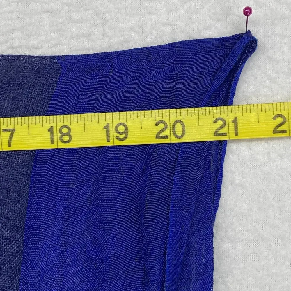 PAUL SMITH Scarf Womens Linen Silk Wrap Rectangle Tasseled Blue 21